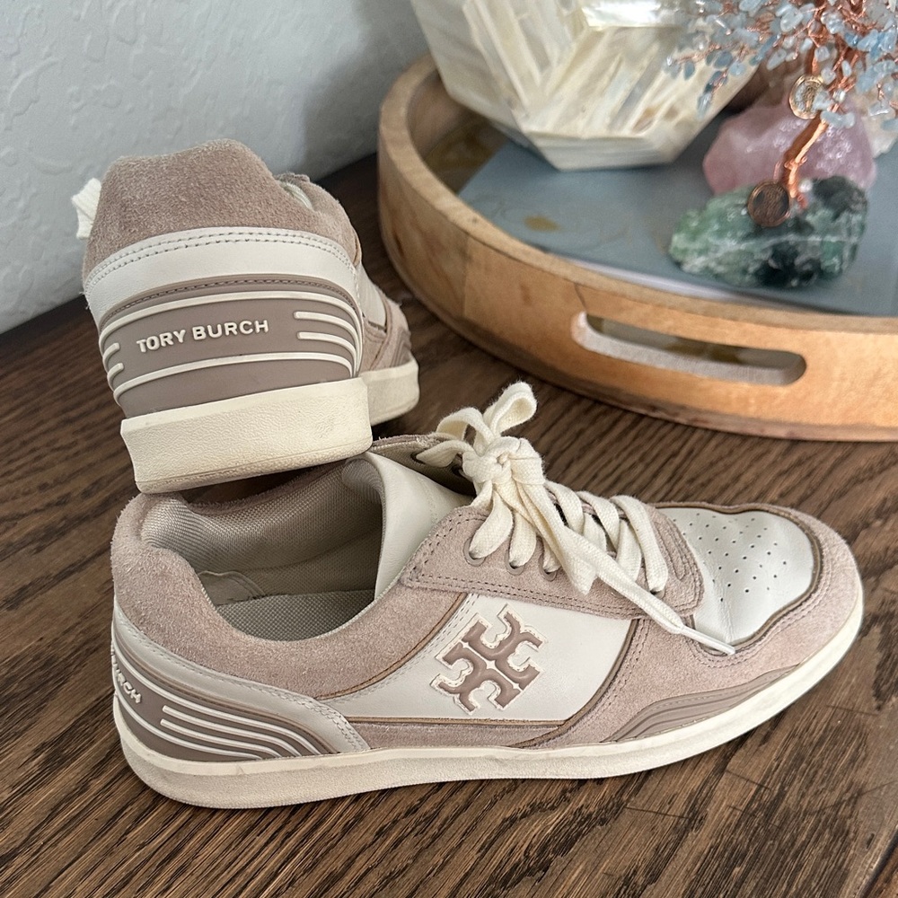 Tory Burch Cream and Tan Sneakers